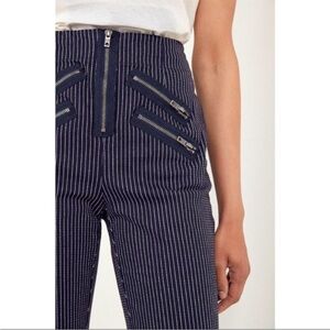 Silence + Noise Navy and White Pinstripe Pants